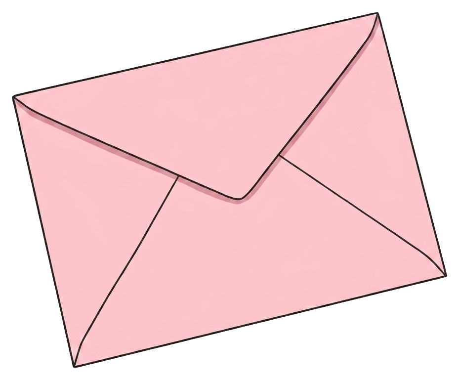A closed hand-drawn pink envelope